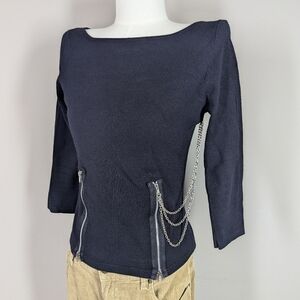 Hard Candy Y2K Zip Chain Top | Size M Black Edgy Fitted 2000s